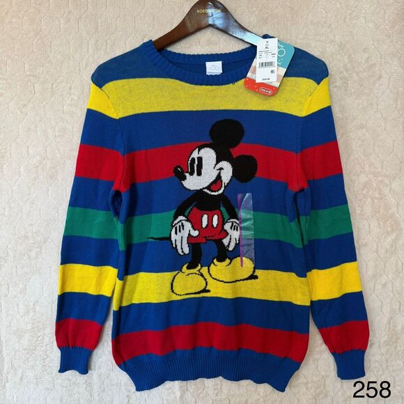 NWT Mickey Mouse Sweater Retro Striped Reimagined Kids Disney 100 Youth Sz XL - Picture 1 of 12